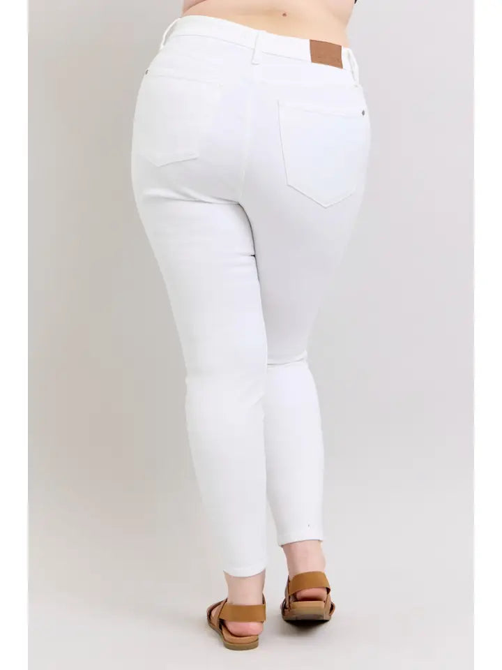 High Waisted Skinny White Plus
