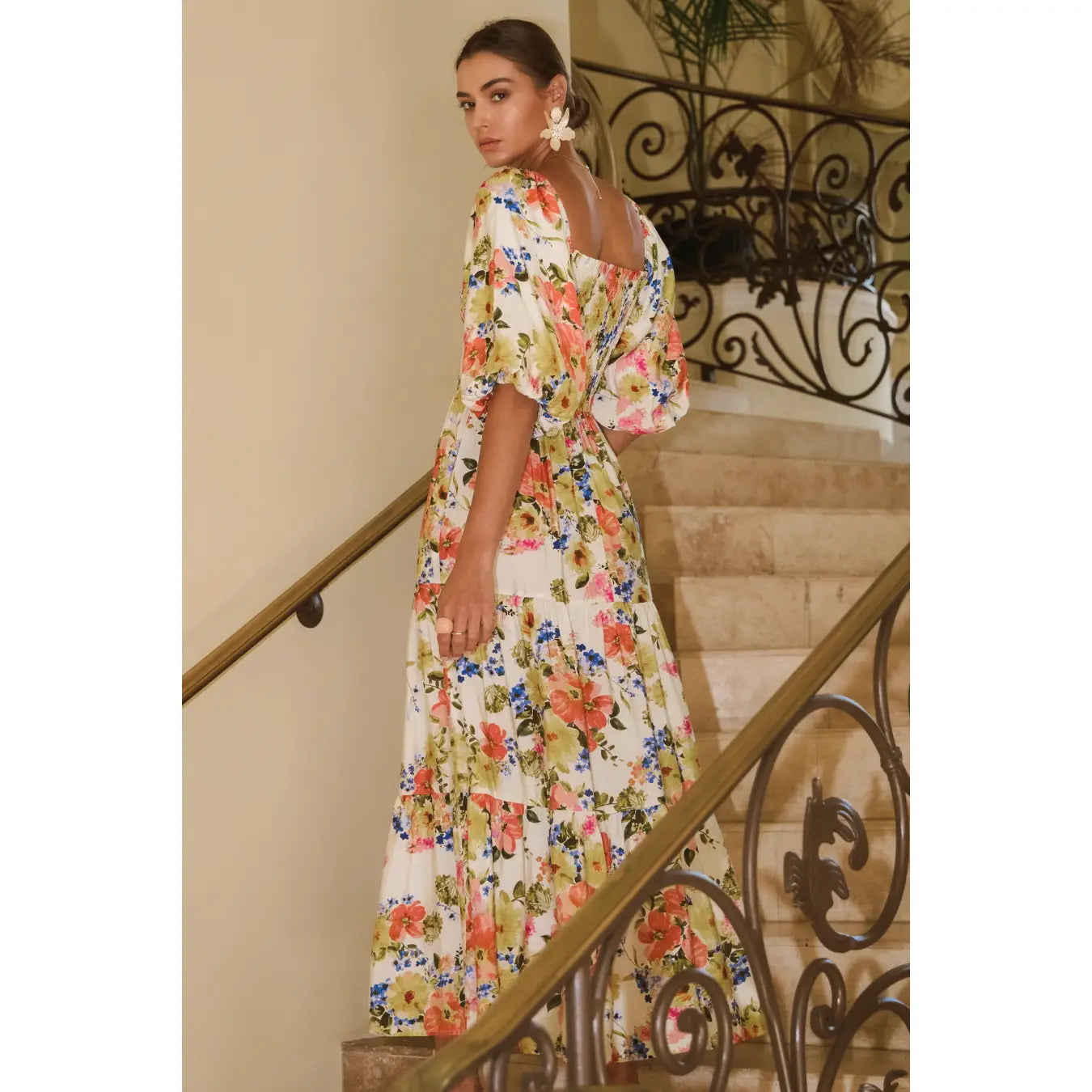 Sweet Garden Floral Print Maxi Dress