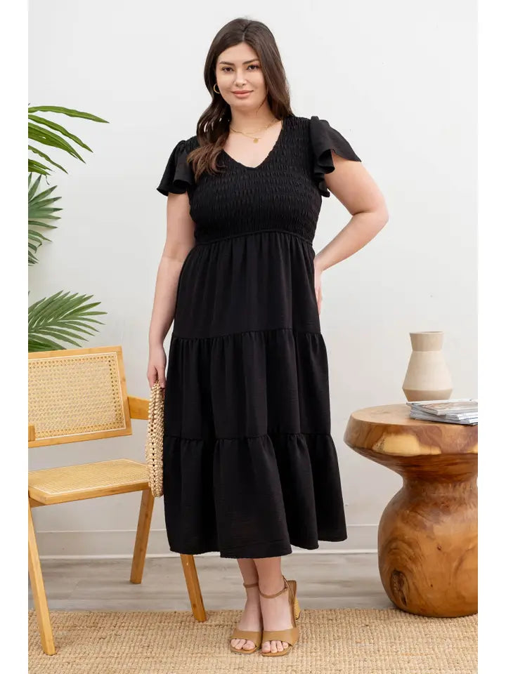 Flutter Sleeve Midi Dress