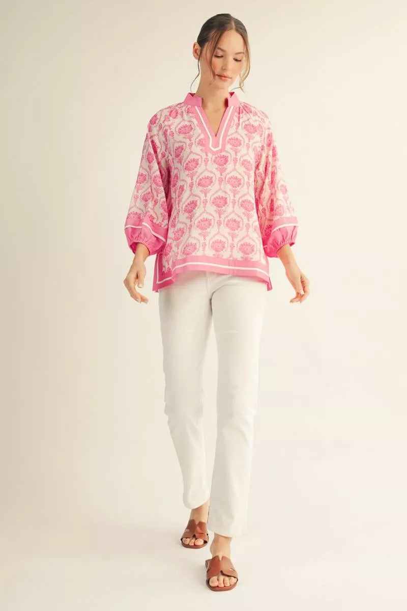Pink v neck Blouse