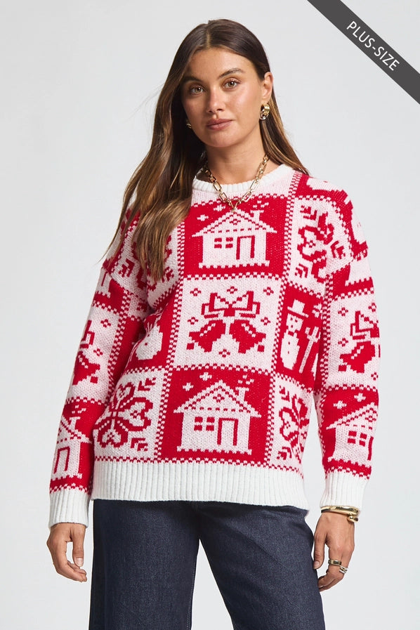 Checkered Plus Christmas Sweater