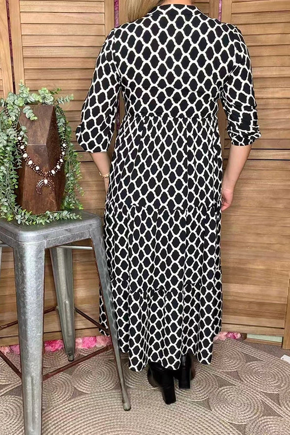 Geometric Maxi Pocketed Dress