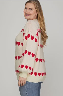 Cream Knit Heart Sweater