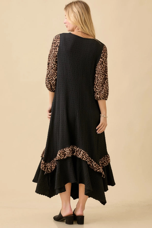 Hi-Low Animal Print Ruffle Dress