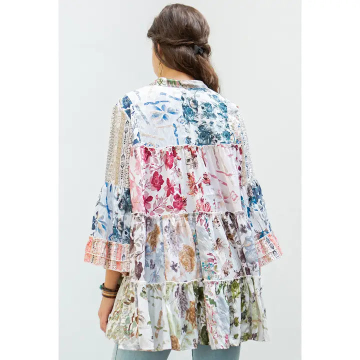 3/4 Sleeve Patchwork Jhalba Top