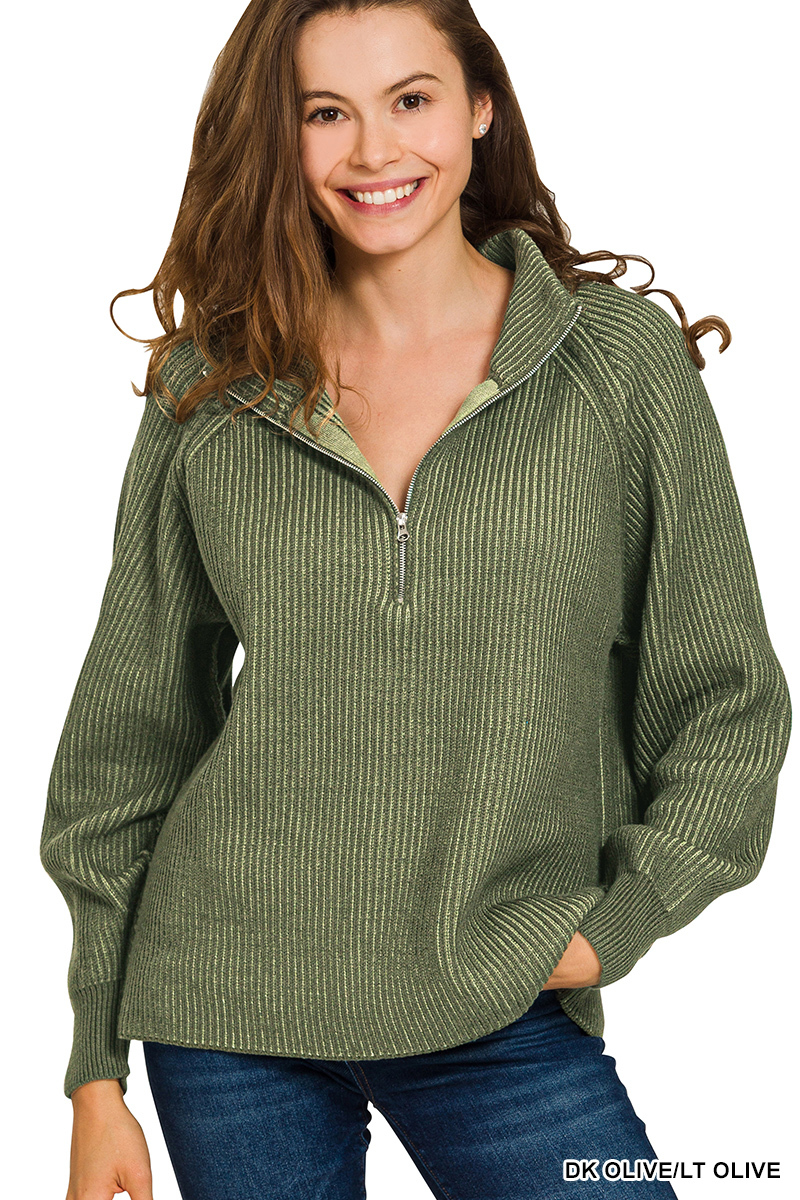 2-Tone Half Zip Sweater