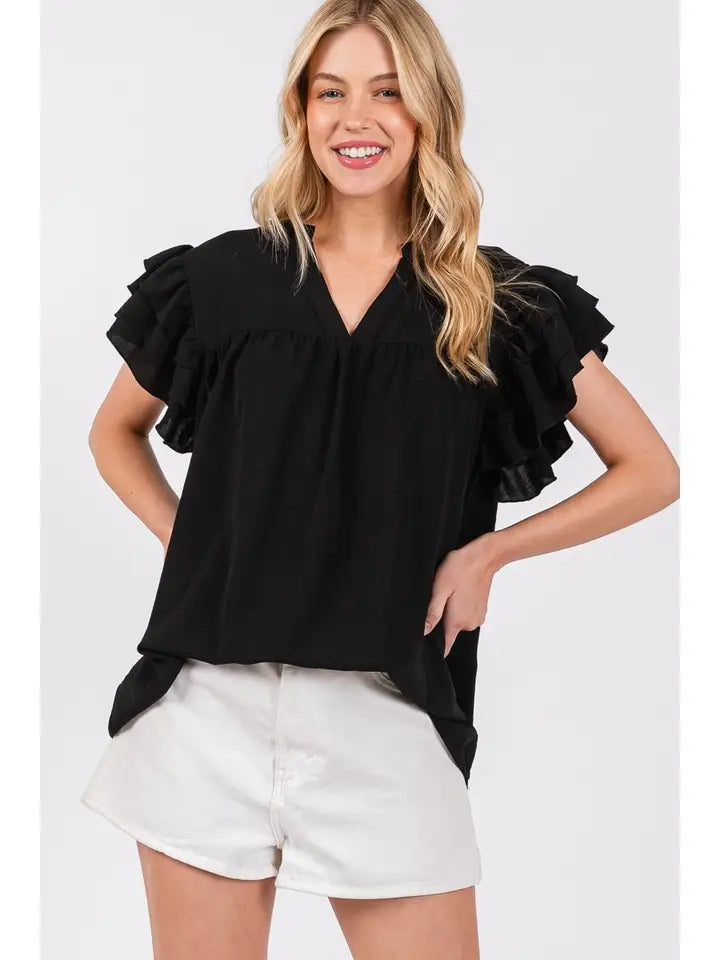 Air Flow Ruffle Sleeve Blouse