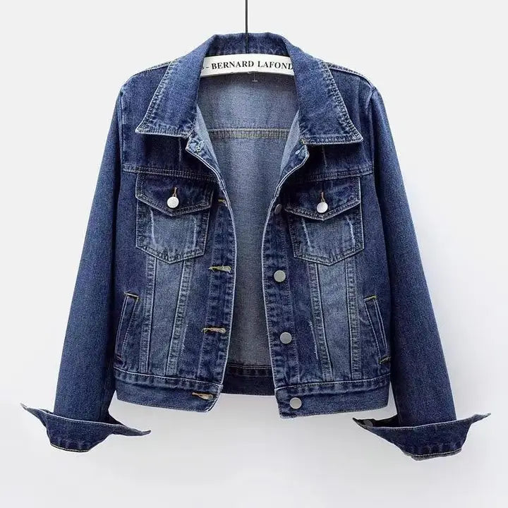 Mandarin Blue Slim Fit Denim Jacket