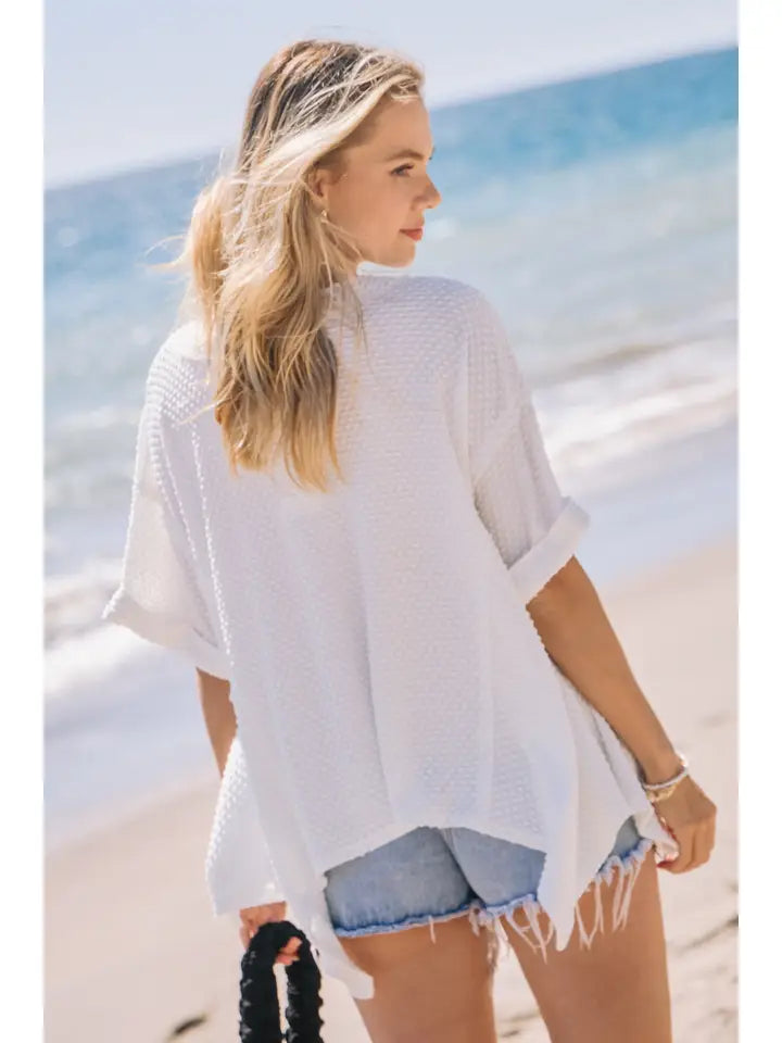 Plus Dotted Jacquard Knit Top