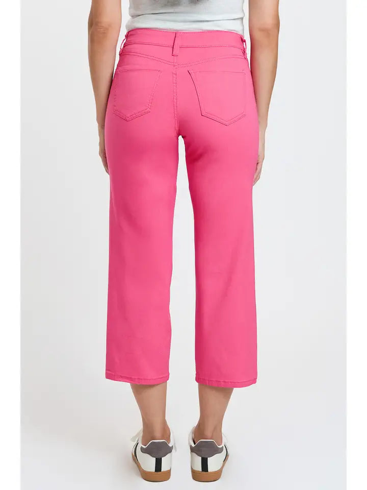 Mid-Rise Hyper Stretch Cropped Coral Pants