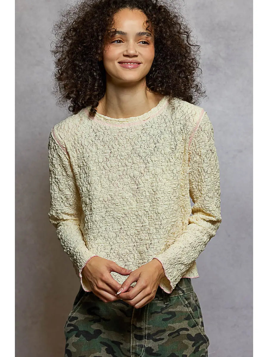 Lace Round Neck Long Sleeve