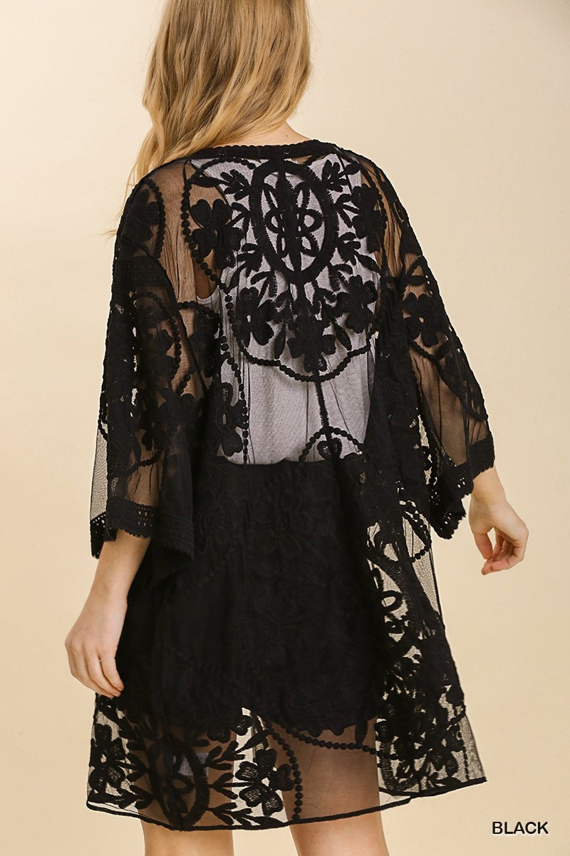 Lace Tie-Front Kimono