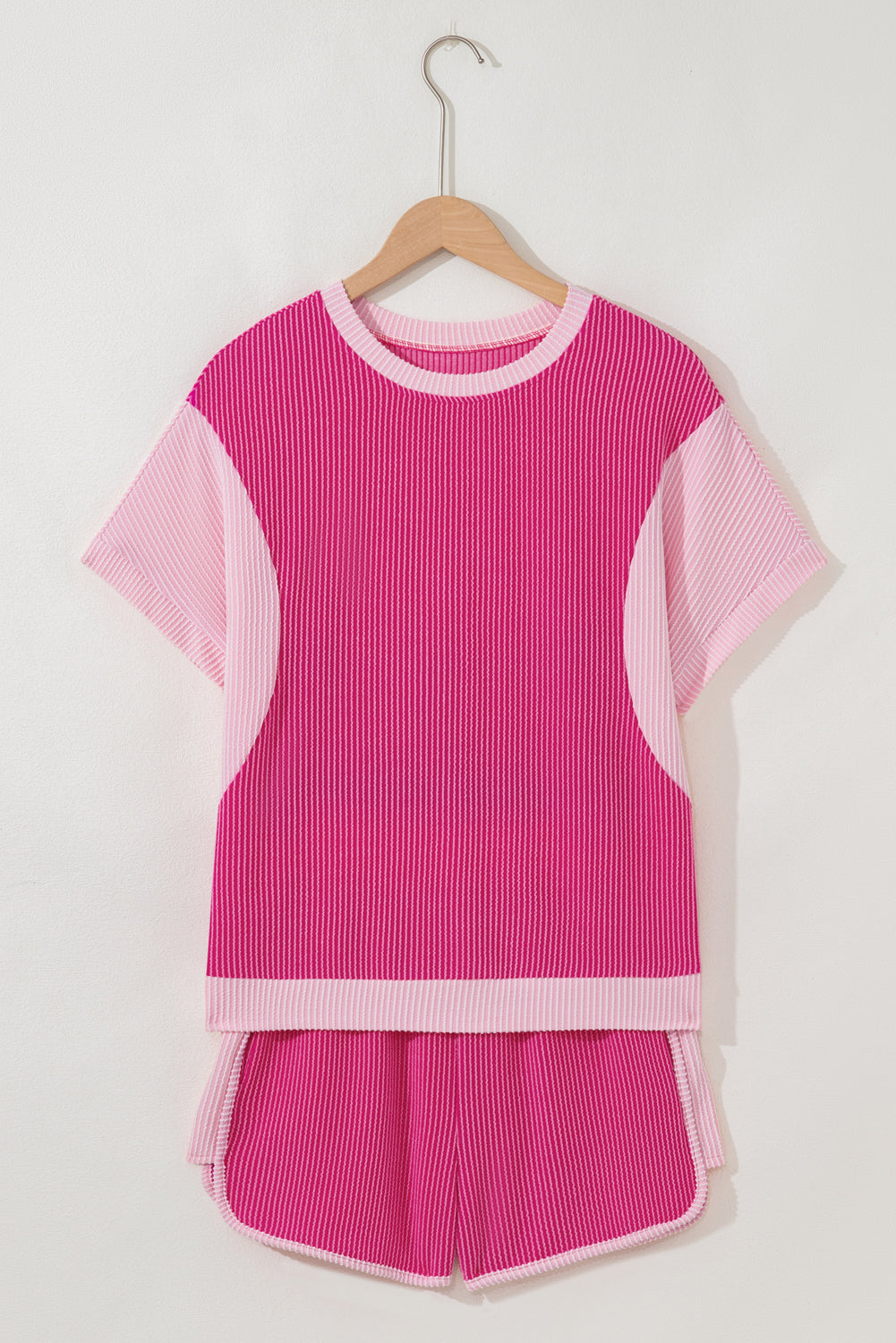 Spiral Ribbed 2 tone Short Set