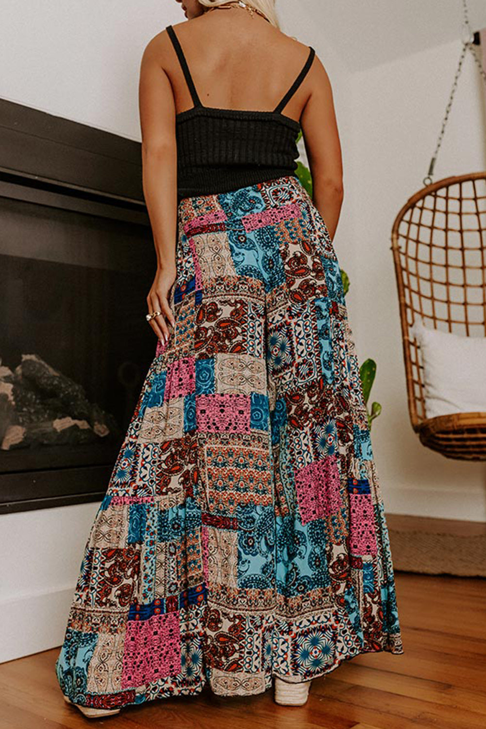 Boho Patchwork Wide Leg Pants