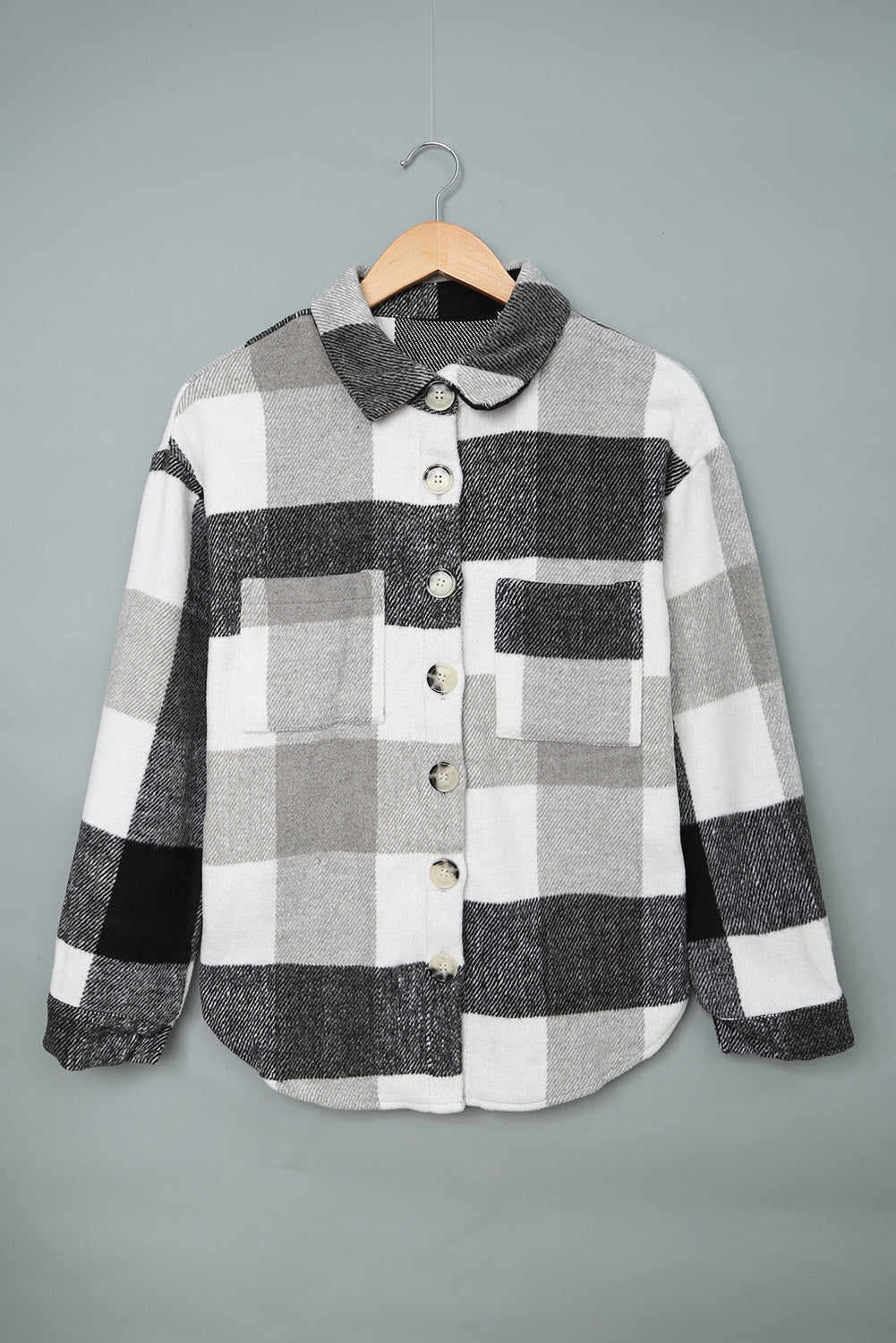 Grey, Black & White Plaid Shacket