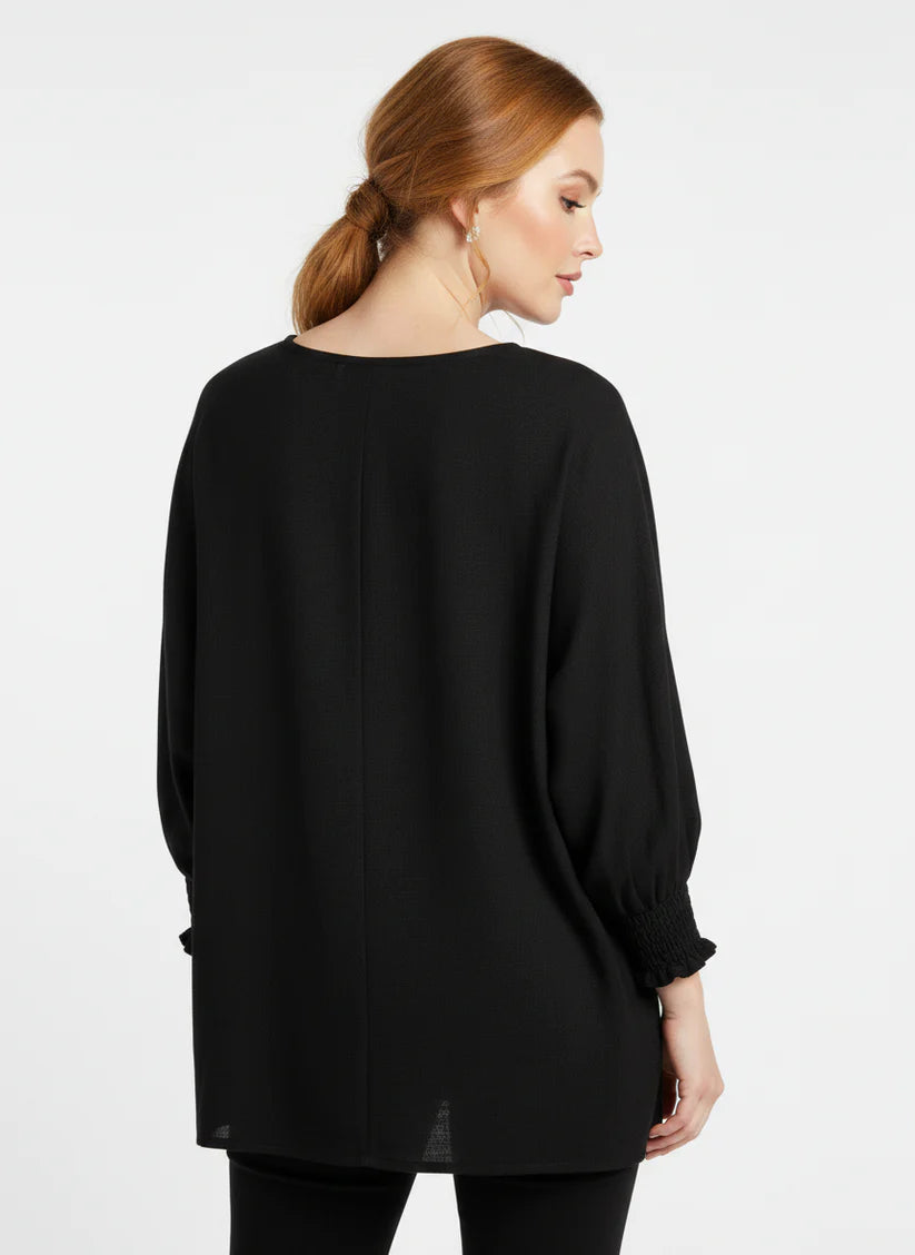 Cinched Sleeve Linen Top