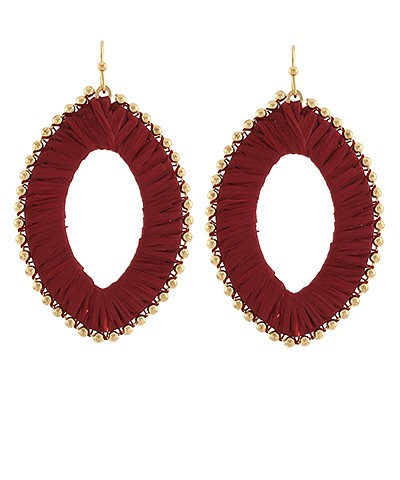 Wrapped Raffia Oval Earrings