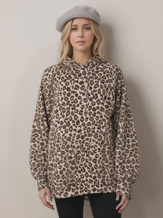 Animal Urban Ribbed Hoodie Top