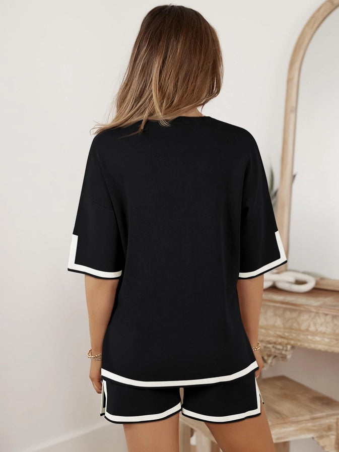 Black & White Trim Short Set