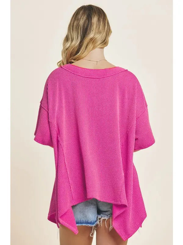 Textured Ribbed Knit v-neck top