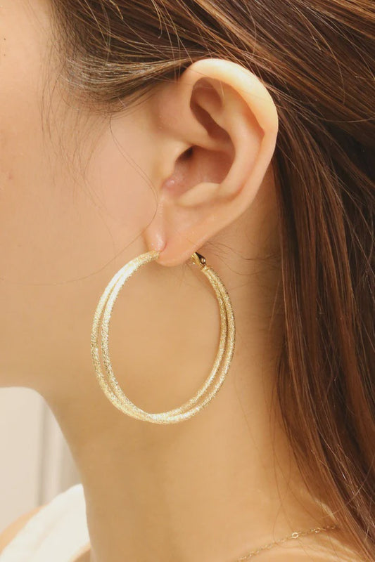 14K Double Gold Dipped Omega Hoop Earrings