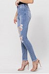 High Rise Destroyed Ankle Skinny Jeans