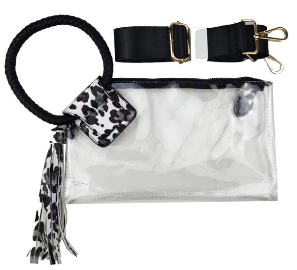 See through Clear Cuff Clutch w/ tassel