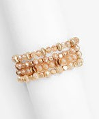 Taupe Glass metal Beaded Bracelet