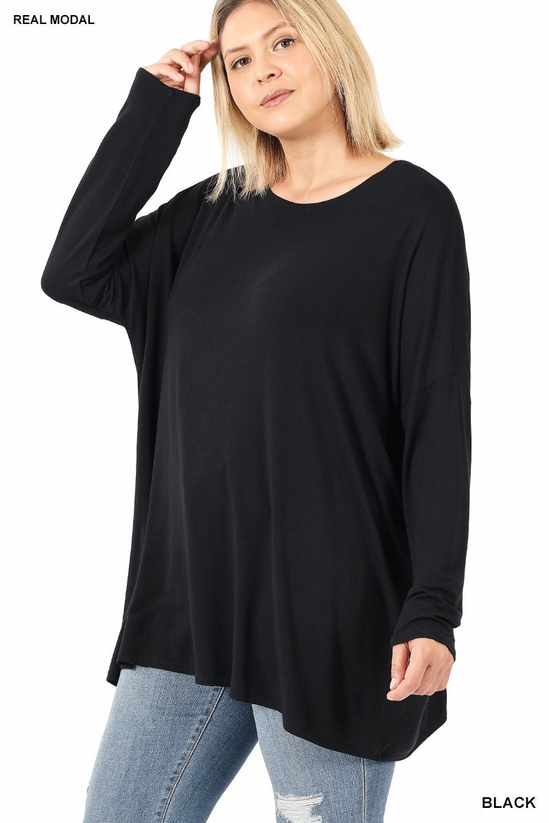 Black Dolman Sleeve Tunic Top