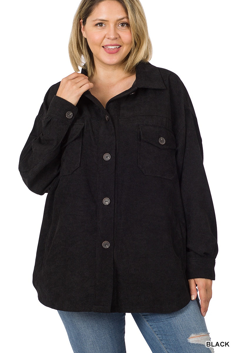 Black Corduroy Shacket