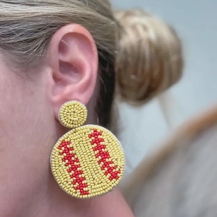 Softball Beaded Earrings