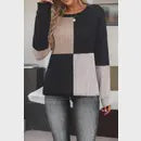 Black Colorblock textured knit top