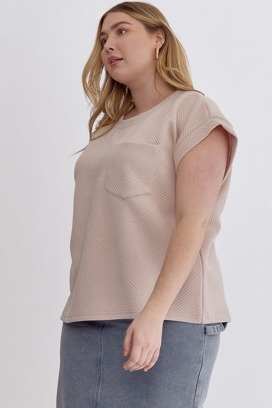Short Sleeve Cropped Textured Top