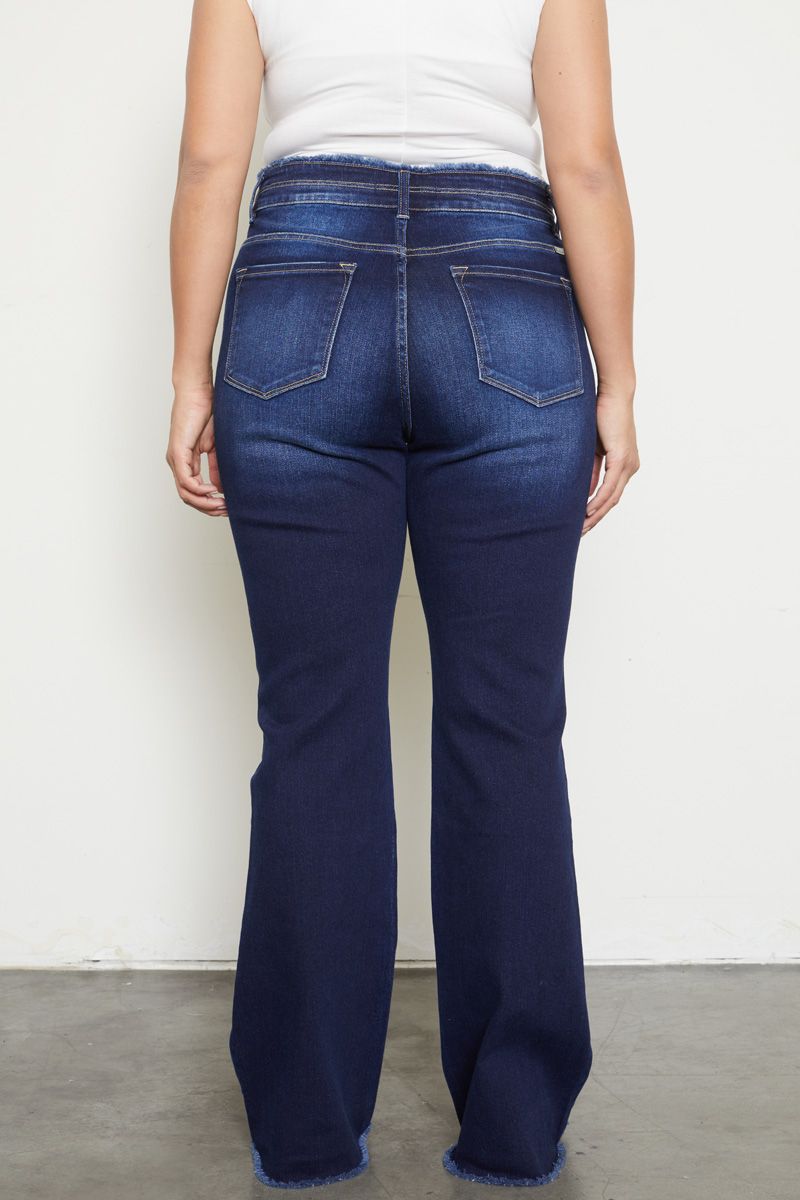 High Rise Fray Hem Detailed Flare