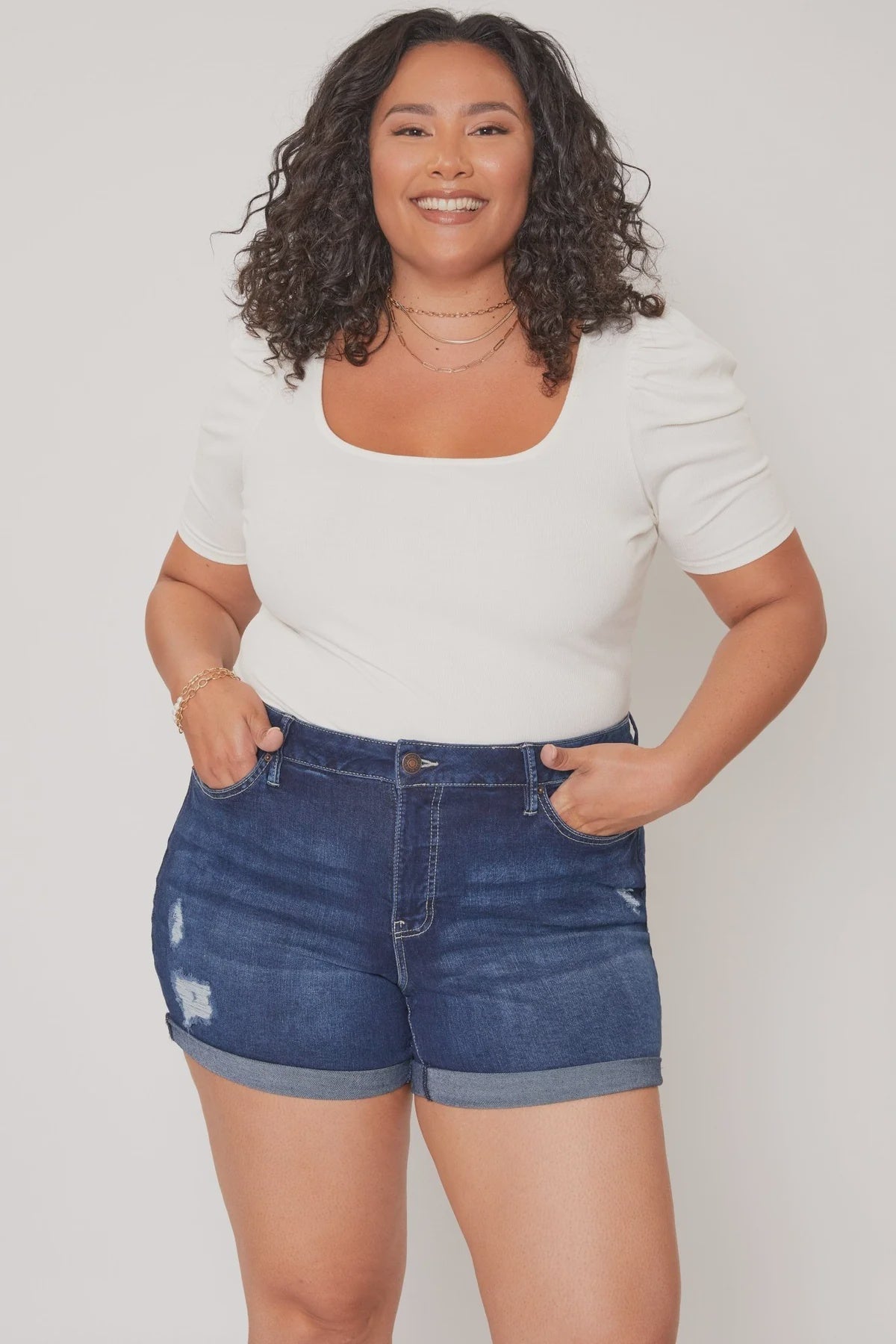 YMI Cuffed Denim Shorts