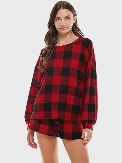 Black and Red Checkered Pajama Set