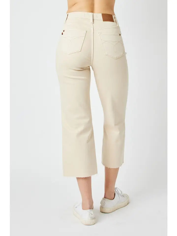 Garment Dyed Raw Hem Cropped