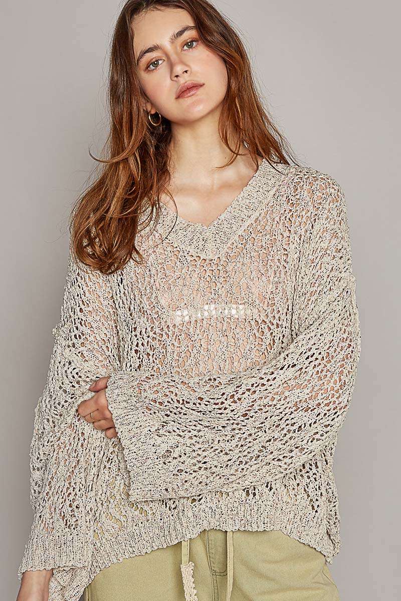 Crochet v-neck sweater