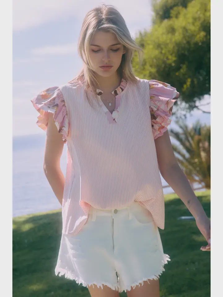 Striped Pink Combo Blouse