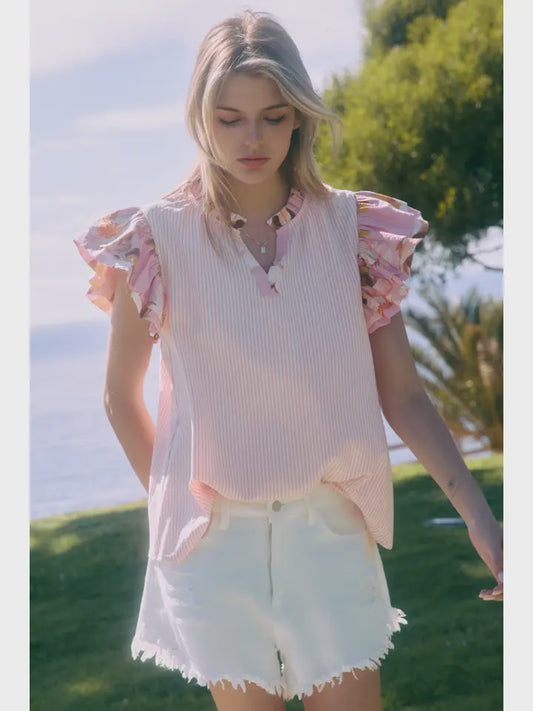 Striped Pink Combo Blouse