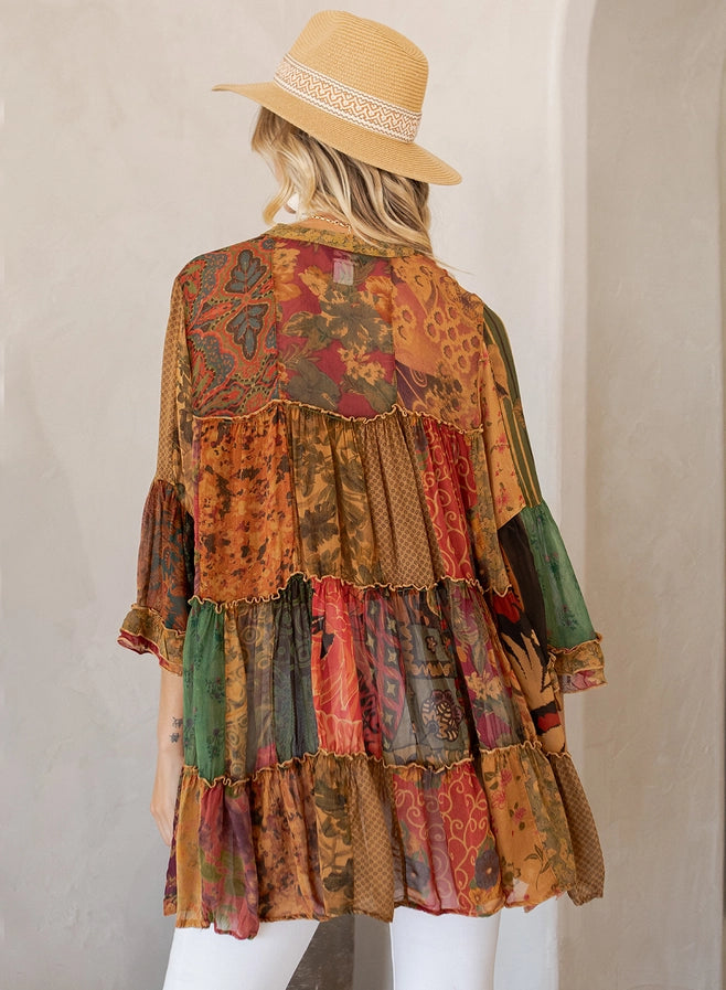 Chic Band Collar Jhabla Top