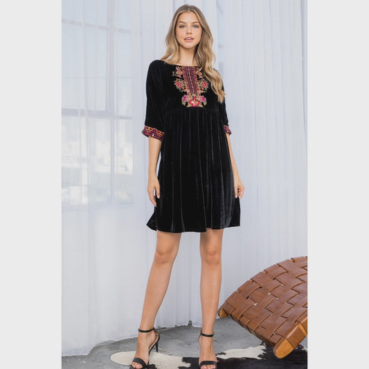 Velvet Embroidered Dress