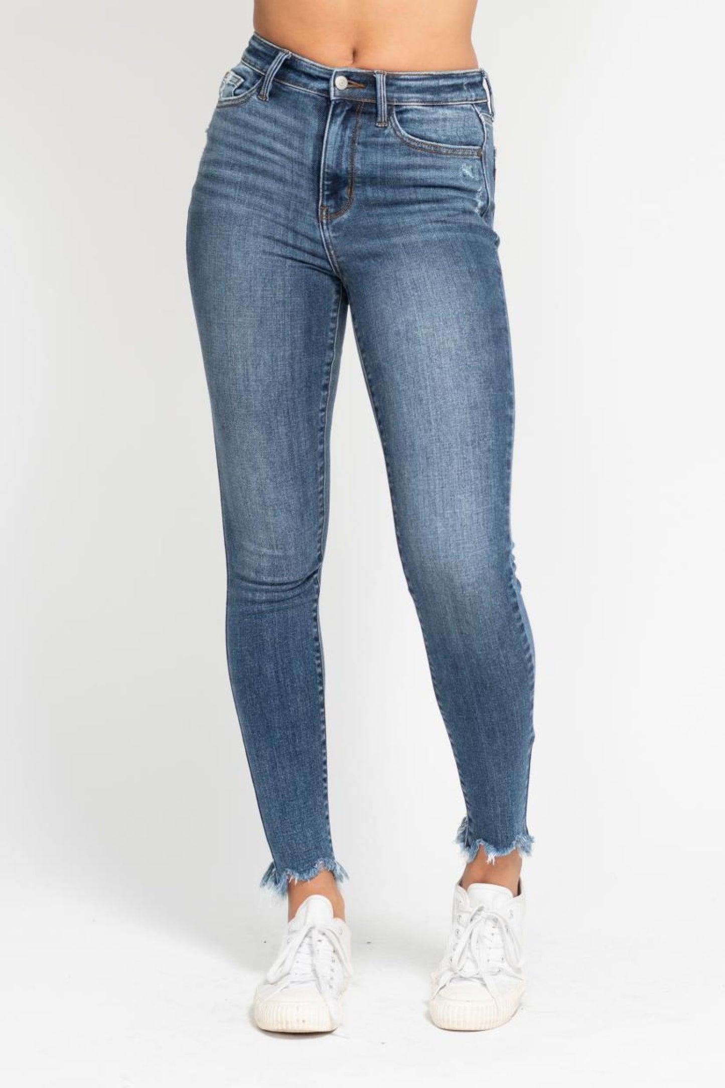 HW Skinny Shark Bite Hem Jeans