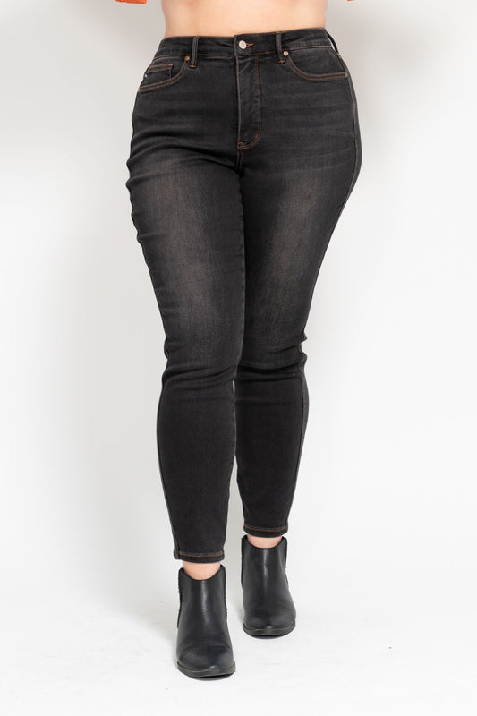 HW Tummy Control Black Wash Skinny Jean