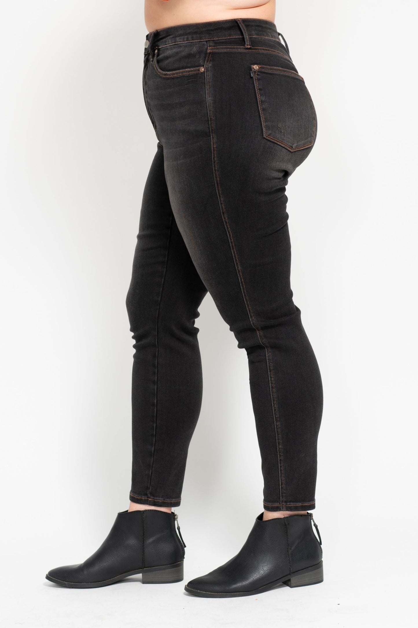 HW Tummy Control Black Wash Skinny Jean