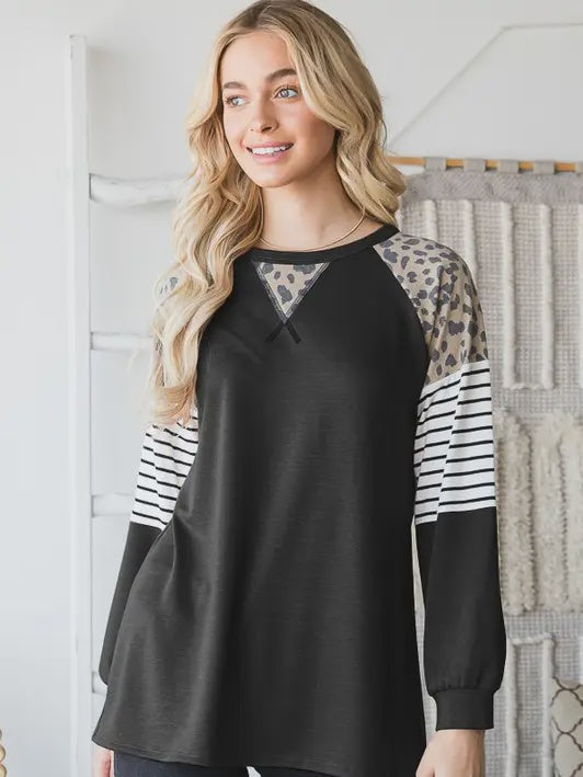 Solid/Striped Animal top