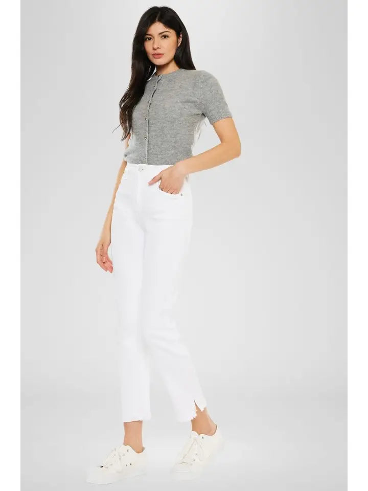 White split ankle jean
