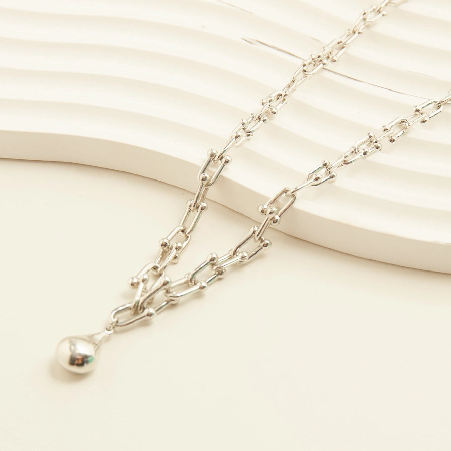 Kennie Silver Chunky Teardrop Necklace