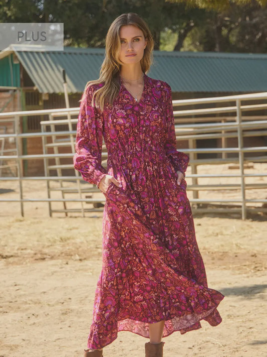 Plus Ethic  Bohemian Print Maxi Dress