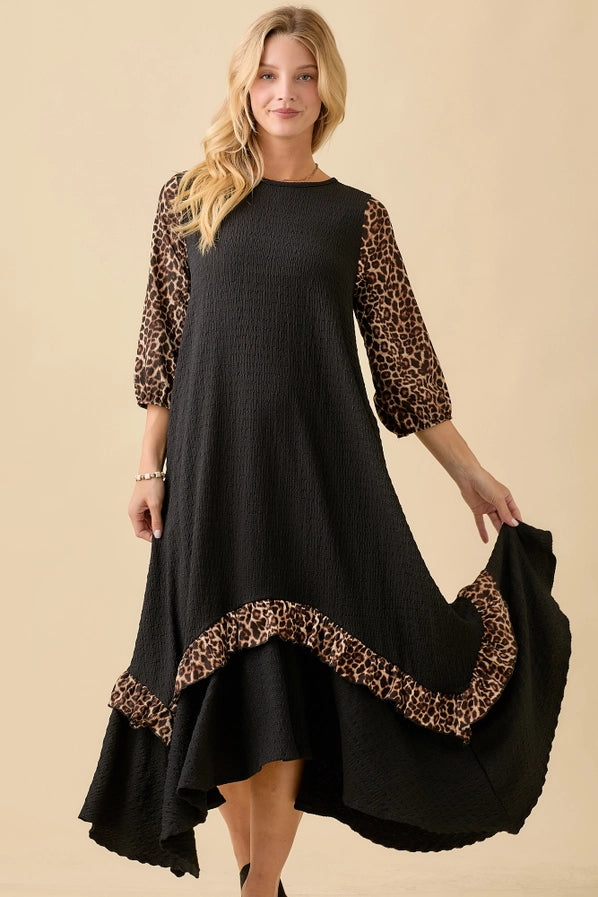 Hi-Low Animal Print Ruffle Dress